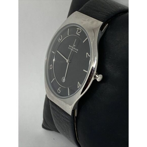 Skagen Grenen SKW6115 Men's Black Leather Analog Dial Quartz Wrist Watch JK609 - Picture 4 of 12